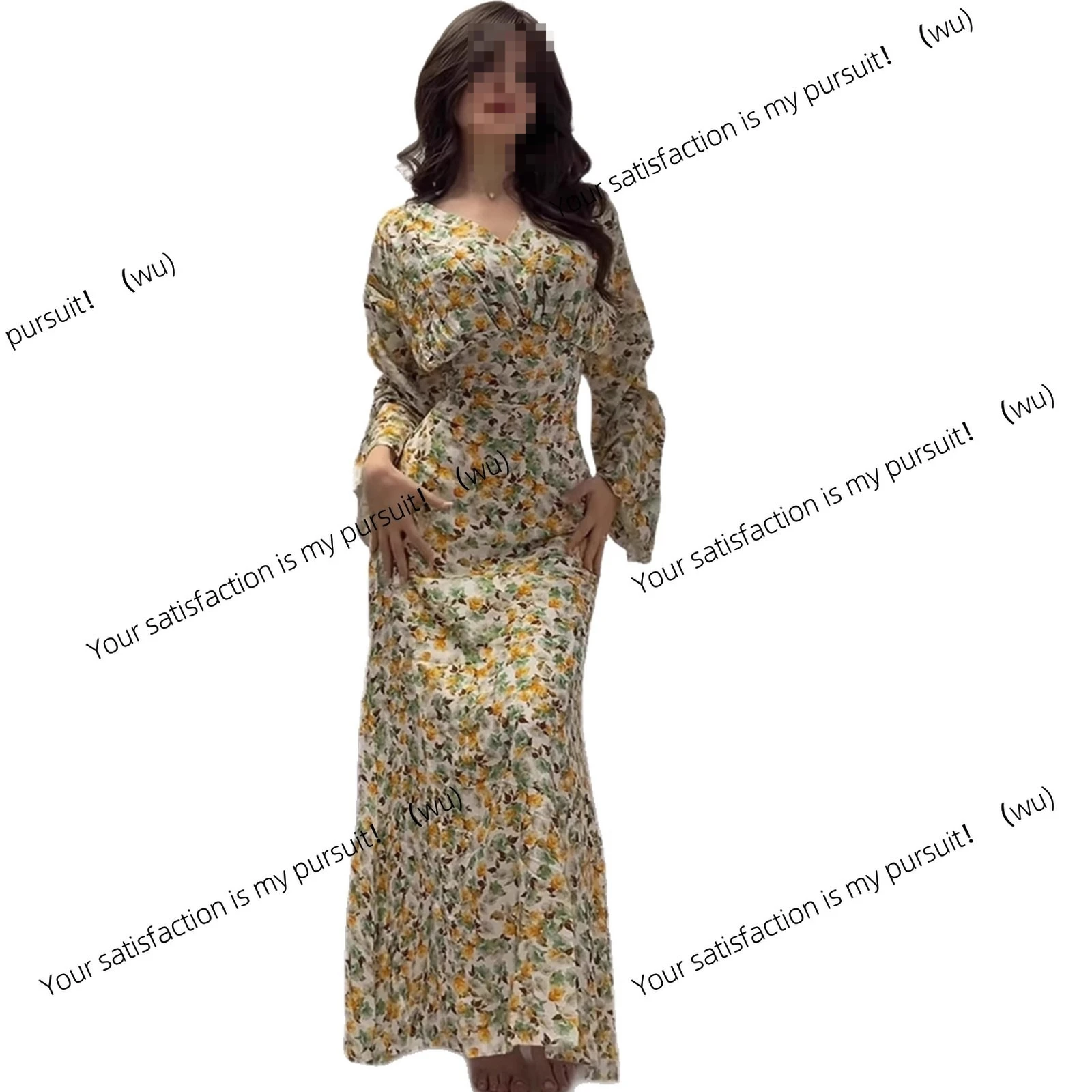 Herbst neue mode temperament taille gedruckt lange kleid kleid