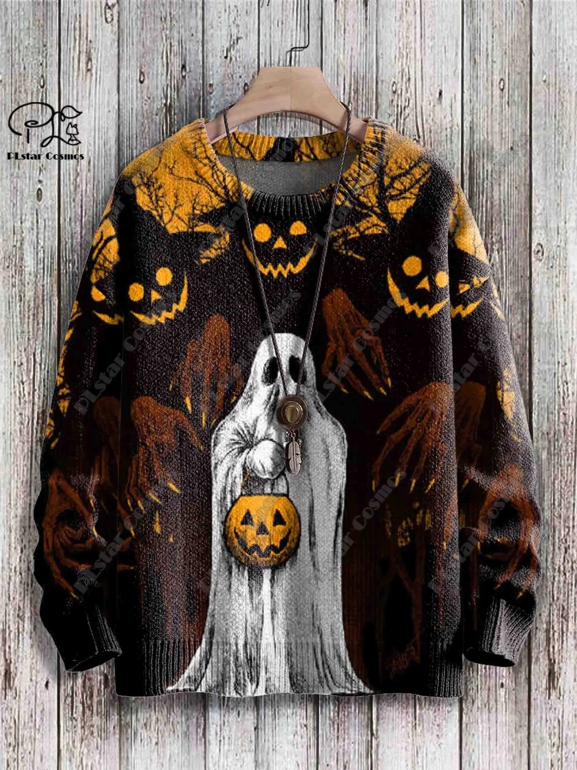 Unisex Halloween Series 3D Impresso Horror Sweater, Engraçado, Padrão Fantasma, Casual, Genuíno, Inverno, Novo, Y-2