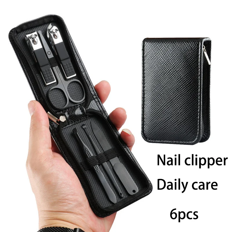 

2026 Hot Selling New Luxurious Leather Travel Case 6Pcs Nail knife set Stainless steel manicure nail clipper set