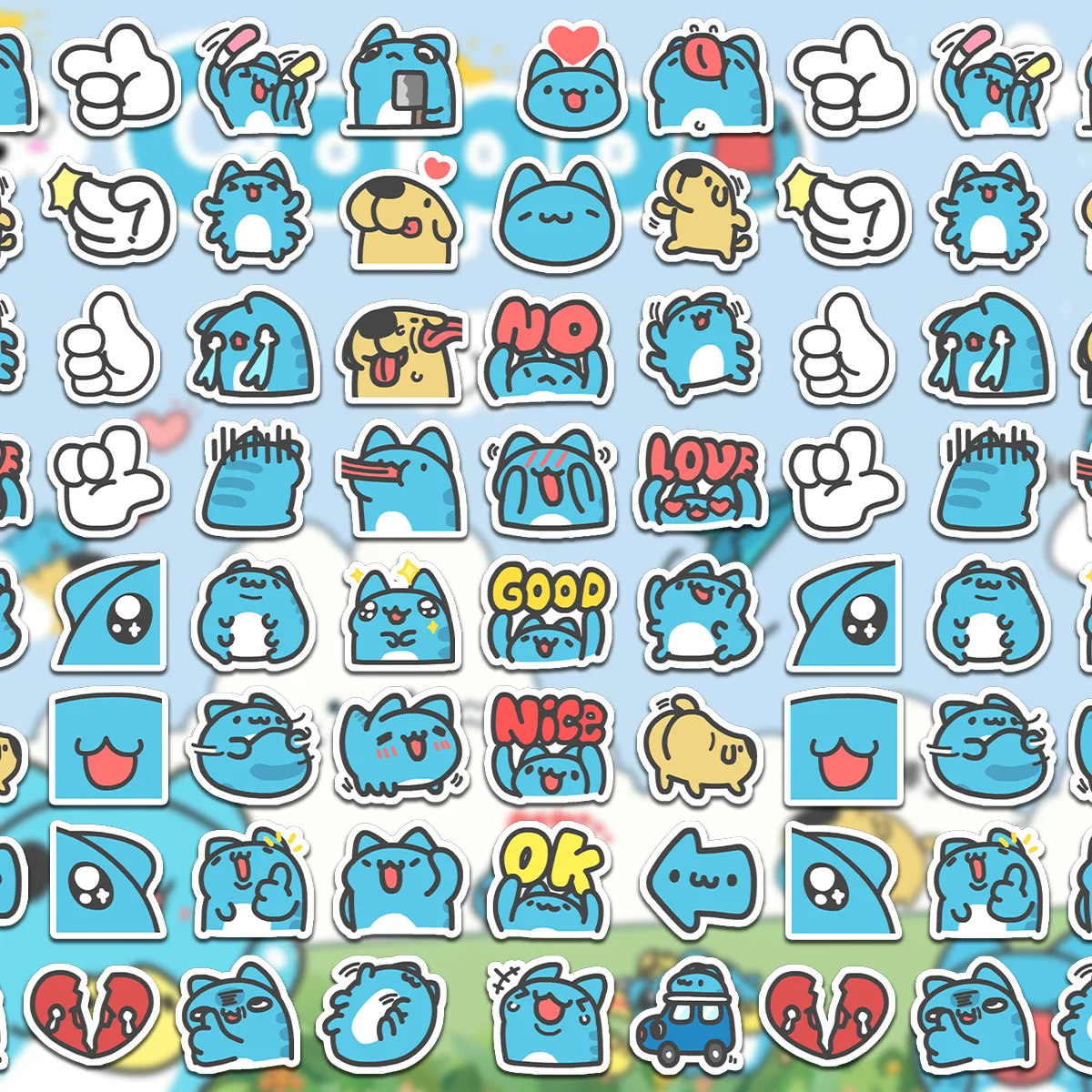 40 Pcs Cute Caterpillar Cat HD Custom Emoji Stickers, Party Merch DIY Decor Stickers for Journals, Phones & Computers