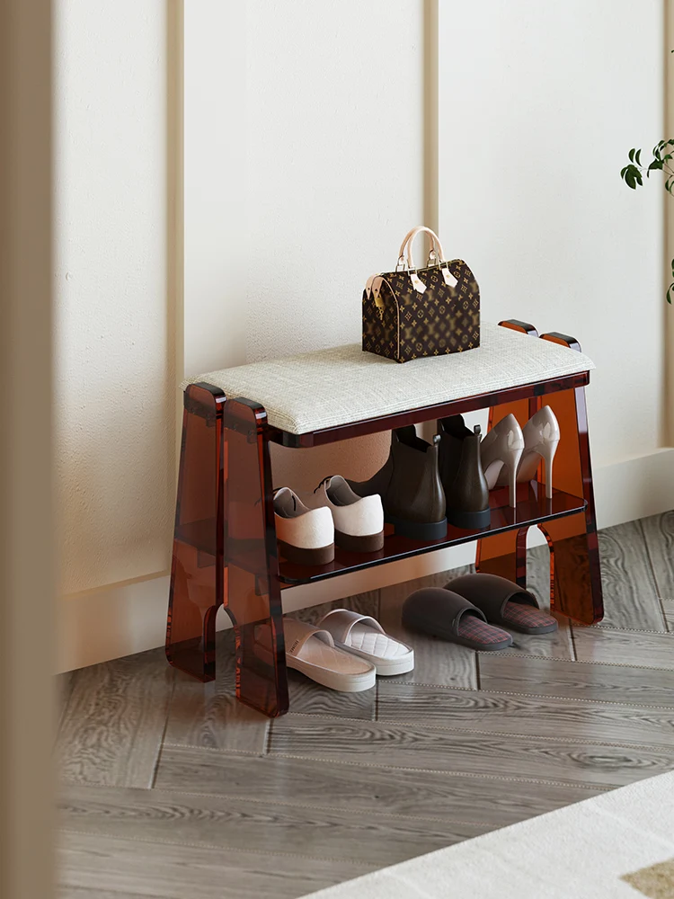 Acrylic shoes stool soft cushion in the living room entrance porch stool creative home door shoes stool.