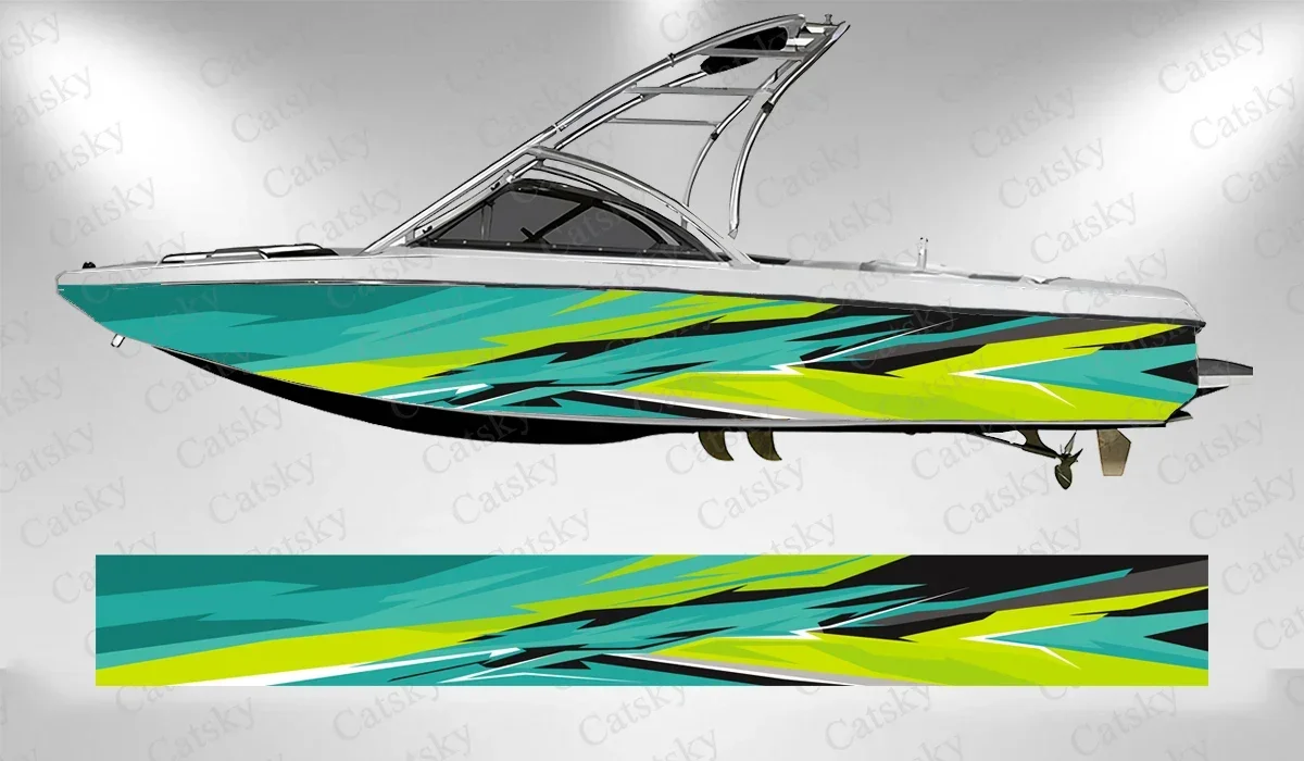 Colorful Abstract Irregular Geometric Figures Boat Wrap Sticker Vinyl Boat for Pontoon Deck Boat Fishing Platform Decal Sticker