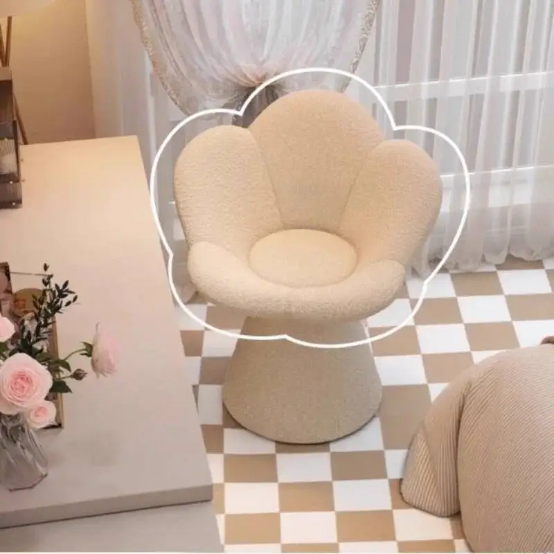 end Chair High Cream Makeup Style Home Sillas De Comedor FYMC Nordic Creative 360 degree Rotating Petal Chair Modern Bedroom