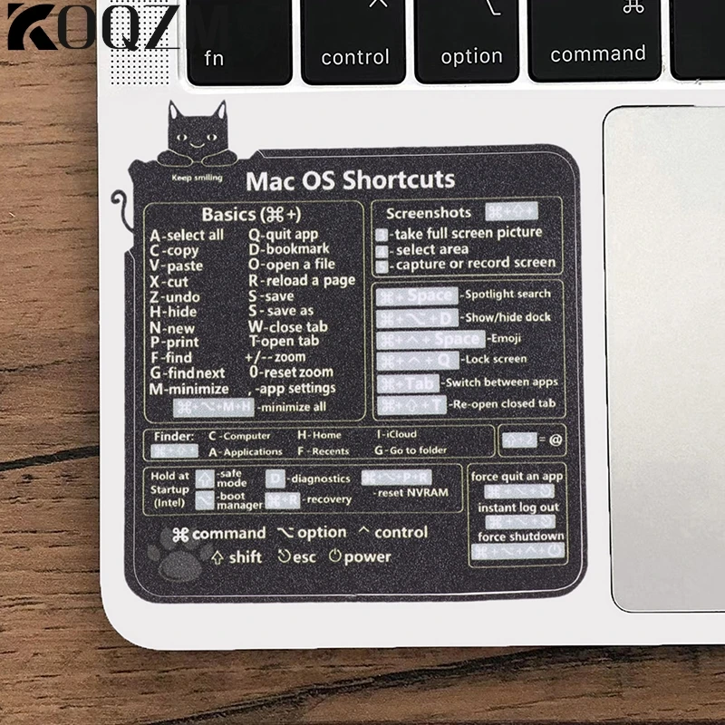 OS  Reference Keyboard Computer Shortcut Sticker Adhesive Removable Stickers For Quick Reference Keyboard Guide Black