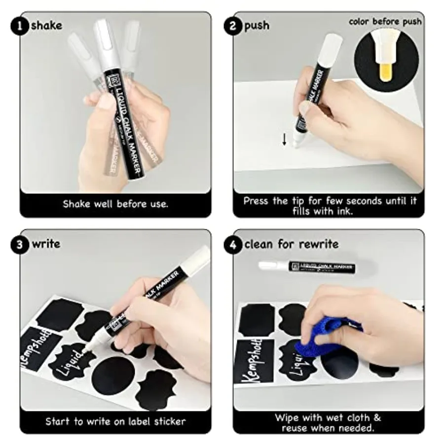 Chalkboard Labels for Jars 162pcs - Waterproof Reusable Chalk Sticker Labels for Containers Storage Jars - 12 Unique Shapes and - view 5