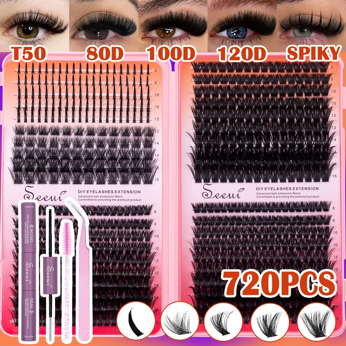Spikes Lash Clusters Wispy Cluster Wimpernverlängerungen Dicke Anime-Wimperncluster Wiederverwendbare Faux-Mink-Fairy-Wimpern – Detail 3