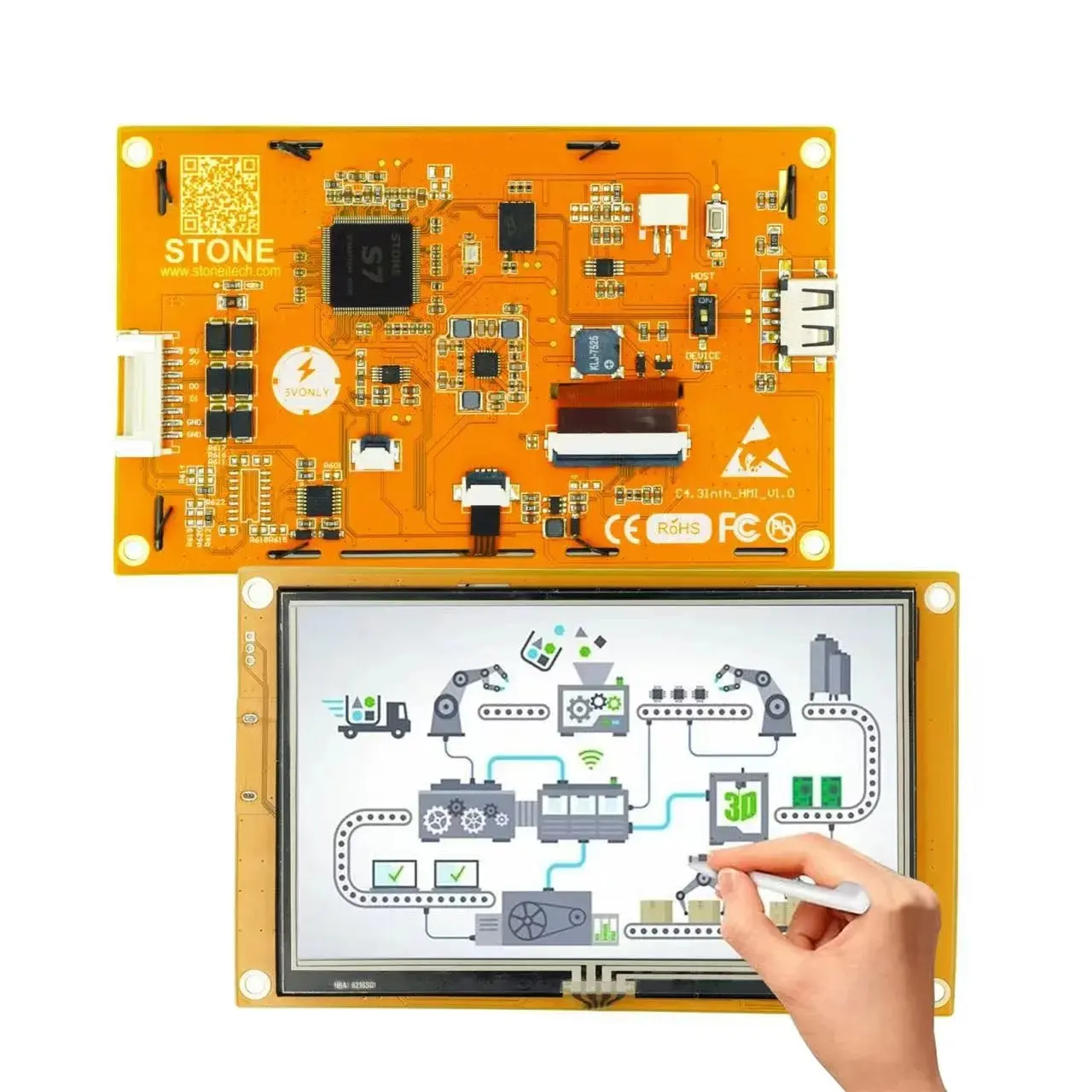 

4.3" SCBRHMI HMI Intelligent Smart UART Serial Touch TFT LCD Module Display Panel For Equipment Use