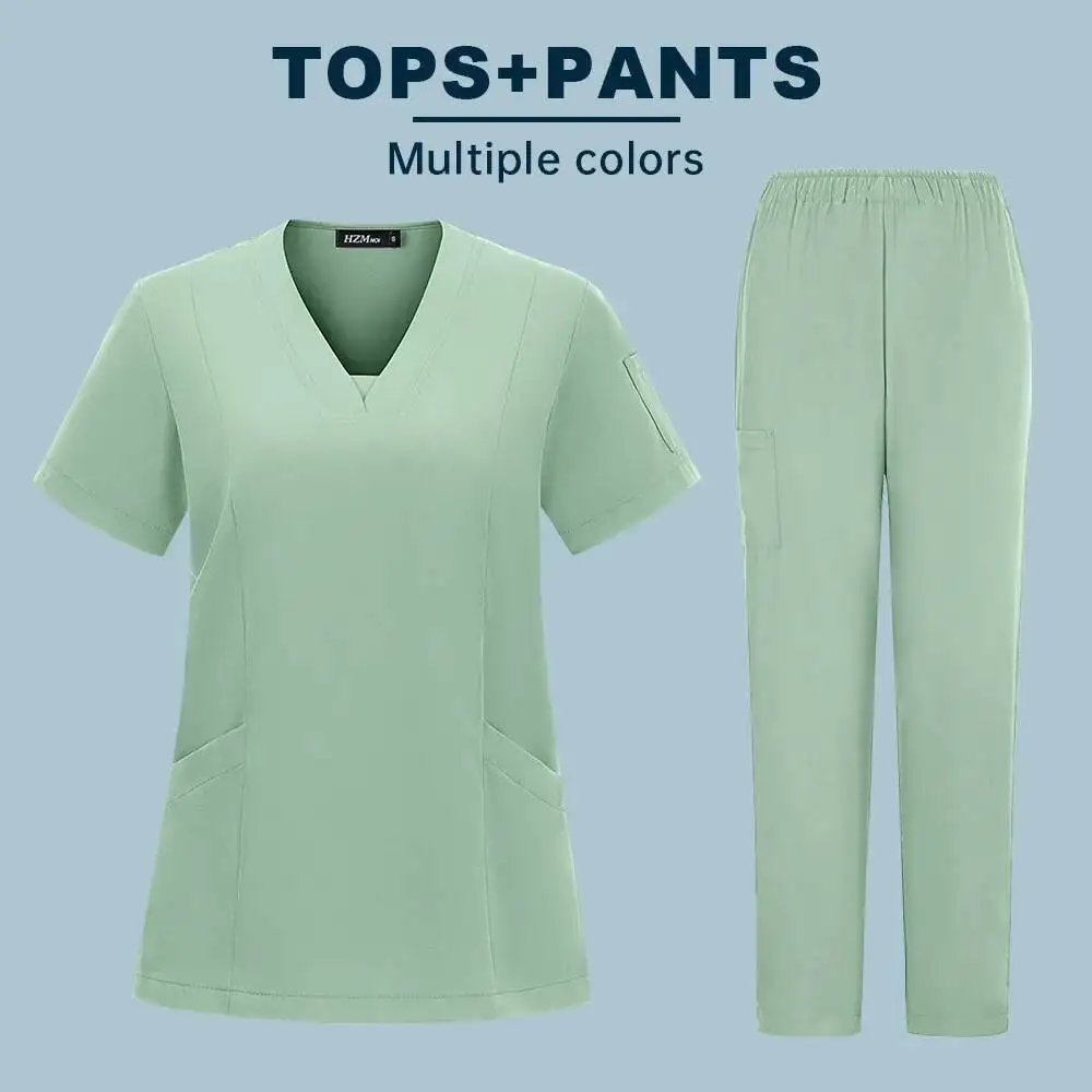 

Surgical Scrubs Suit Short Sleeve Top Straight Pants Clinical Nursing Uniform Multicolor Medical Workwear Doctor Clothes