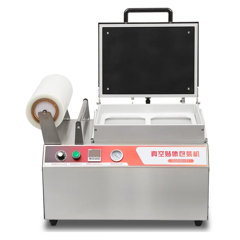 

DQ300VST Высококачественная электрическая вакуумная машина для запечатывания лотков для свежего мяса, птицы, пластиковой картонной бумажной пленки, новинка