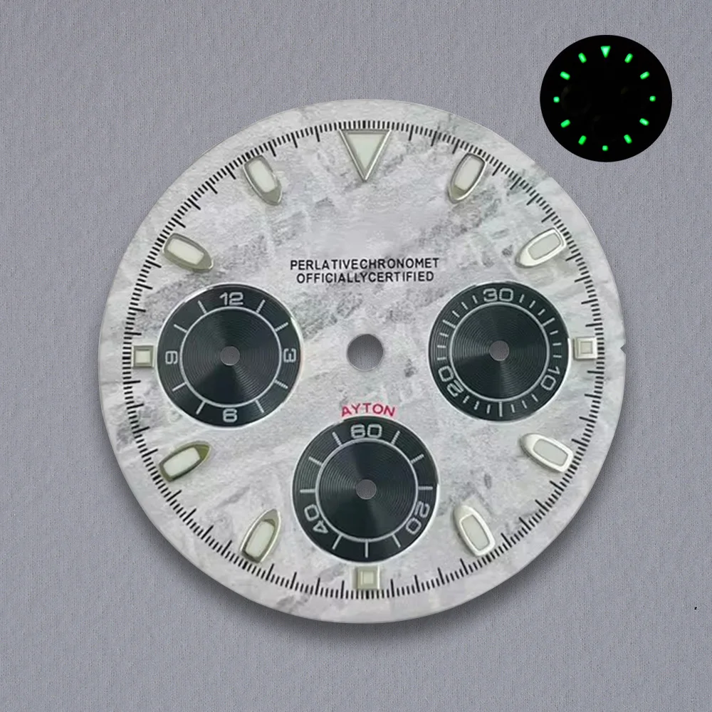 29.5mm Mod DTN Panda Dial VK63 Dial S Logo Geschikt voor VK63 Beweging C3 Groene Luminou Horloge Modificatie Accessoires