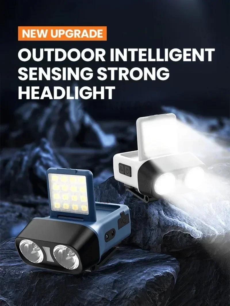 Ultra Bright LED Clip on Cap Light Rechargeable Sensor Headlamp Waterproof Head Torch Flashlight Outdoor Fishing Camping Lamp