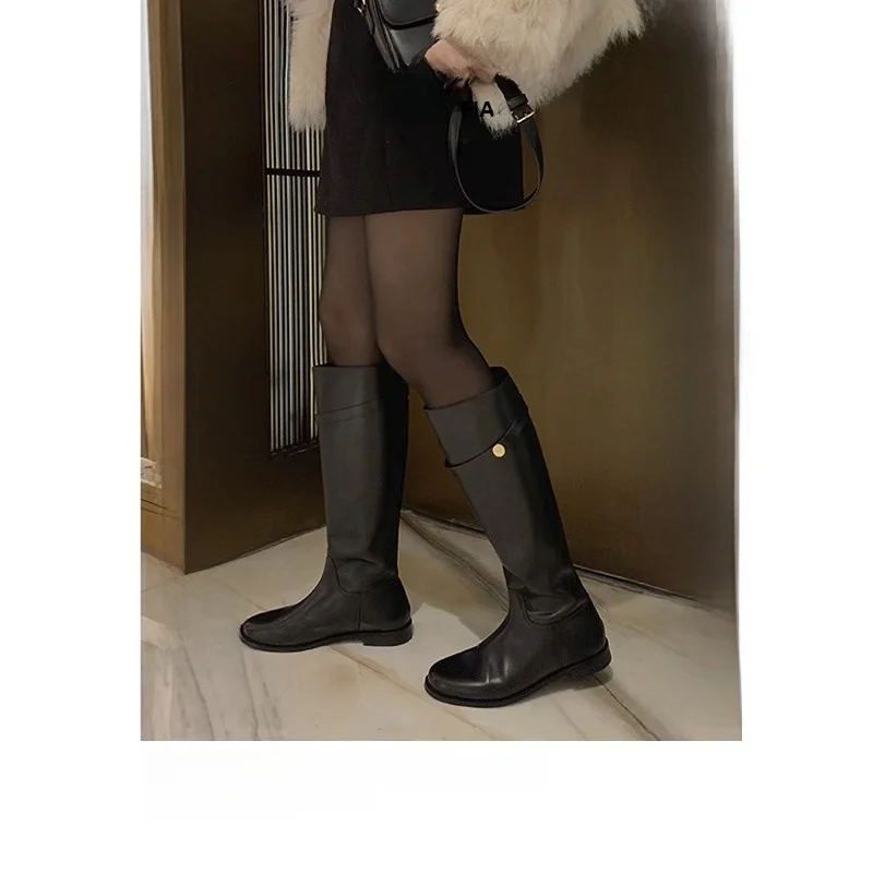 

Leather Version Genuine Leather Heightening plus Size Women's Knight Boots Autumn Winter Small Size Large Tube Thick Leg Long...