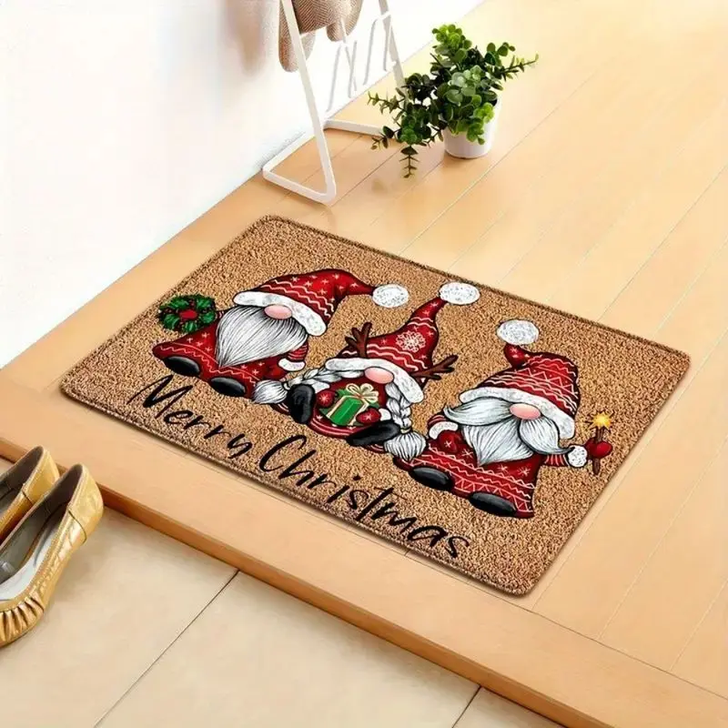VIKAMA Winter Door Mat Snowflake Print Welcome Rug Non Slip For Entryway Front Door Indoor Outdoor Holiday Home Decor