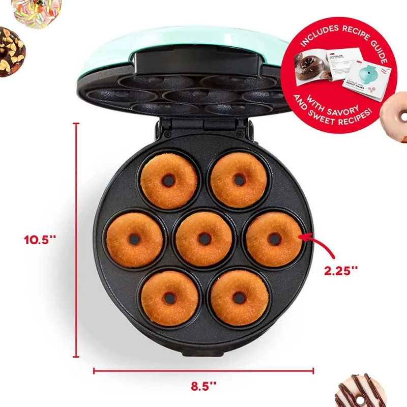 7 Holes Electric Donut Maker 220V EU Plug 110V US Plug Round Mini Cake Machine for Home Breakfast Snack Making