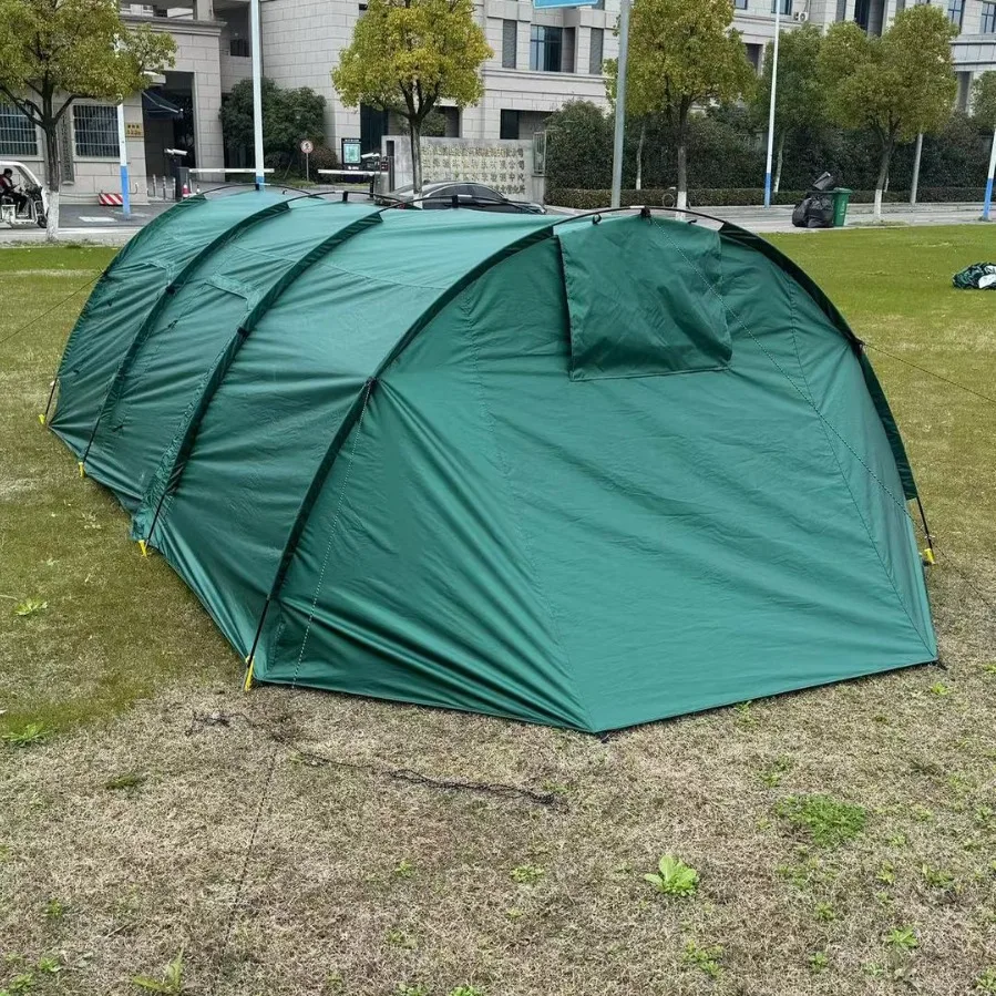 2026 Outdoor Double-layer Waterproof Tunnel Tent Camping Hiking Traveltwo-room Thickened Portable Three-season Polyester Fabricp