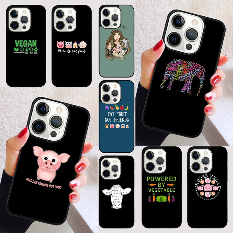 Vegetarian Quotes VEGAN LOVE VEGGIE Phone Case for iPhone 16 15 SE2020 6 7 8 Plus for Apple 13 11 12 14 Mini Pro Max Cover