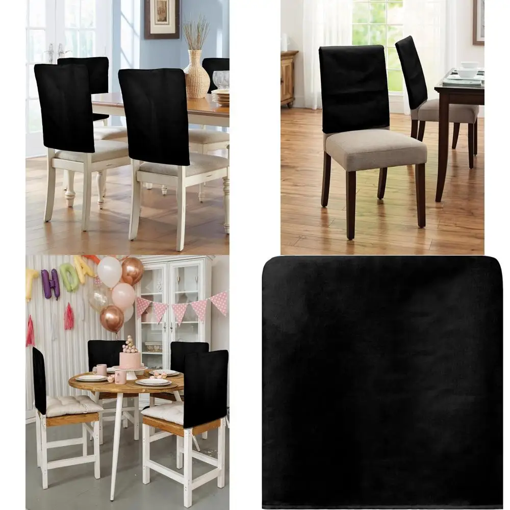 

8-Pack Black Washable Chair Covers, Removable Protectors for Dining Chairs, Ideal for Weddings and Minimalist Decor