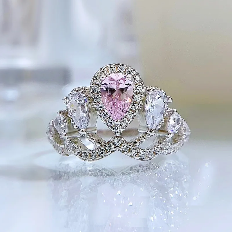 

Luxury 4x6mm High Carbon Diamond Rings for Women - 925 Sterling Silver Engagement Ring & Ladies Wedding Band Party Jewelry Gift