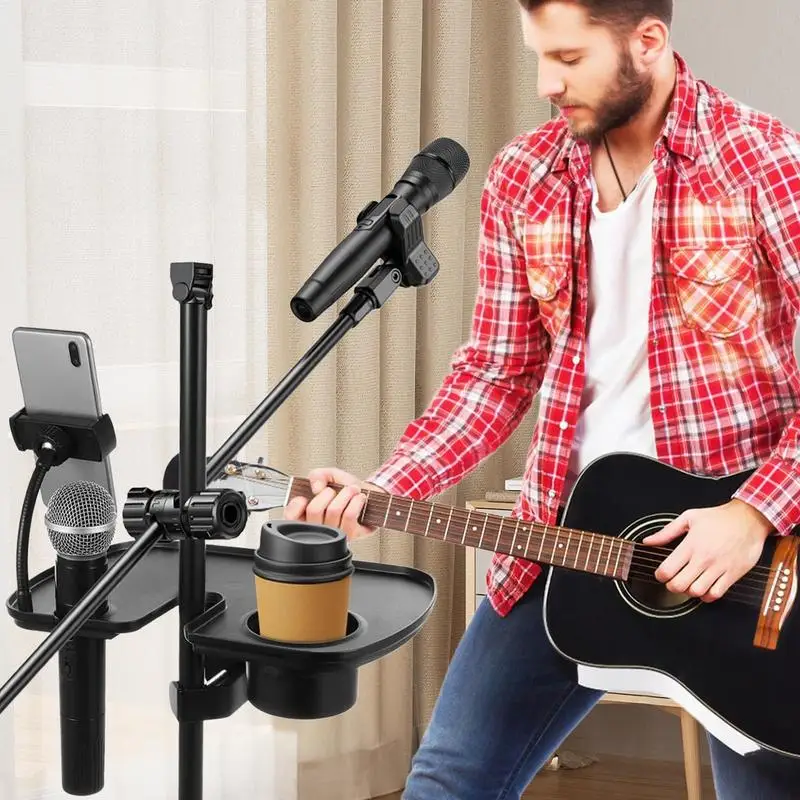 

Microphone Stand Drink Holder Live Streaming Shelf Accessories Vibration-Proof Clamping Microphone Stand Tray For Desk Studio
