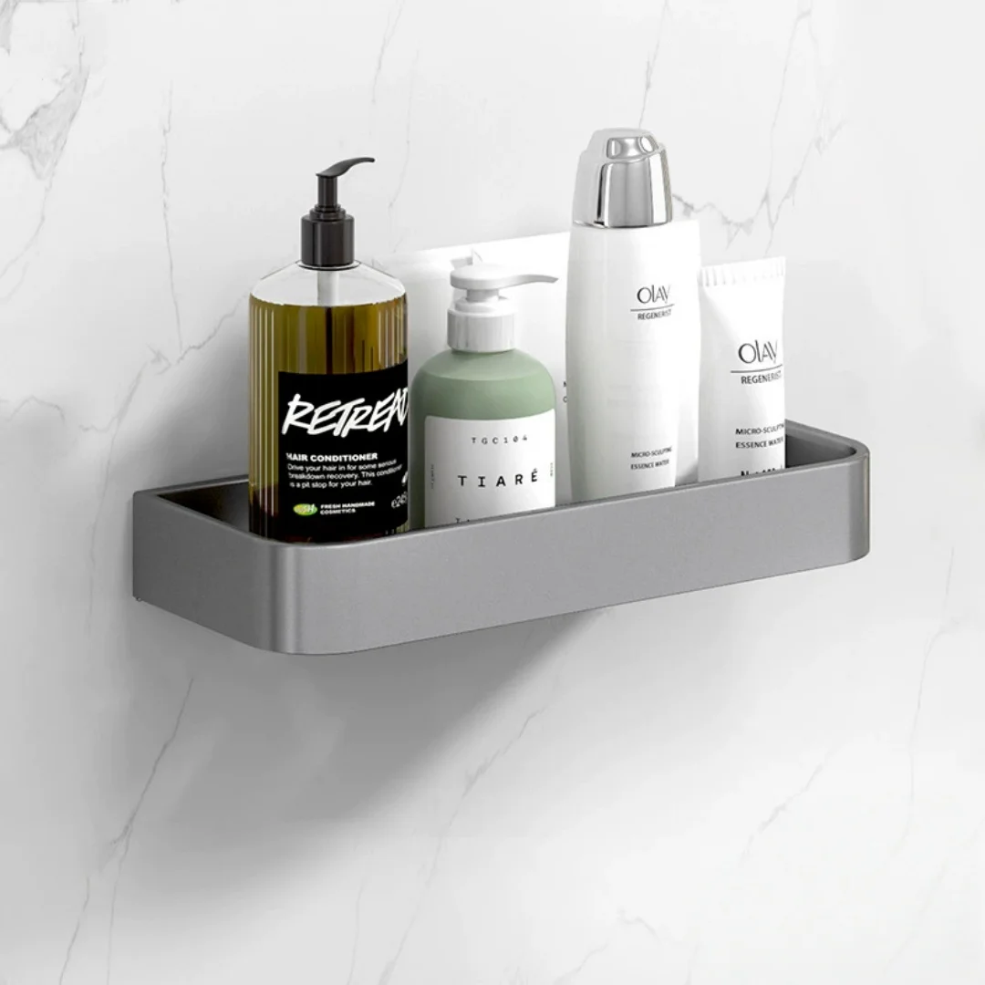 Gray Bathroom Storage Holder Bathroom Shelf Aluminum Bathroom Corner shelf Wall Mounted Black/White Kitchen Storage holder