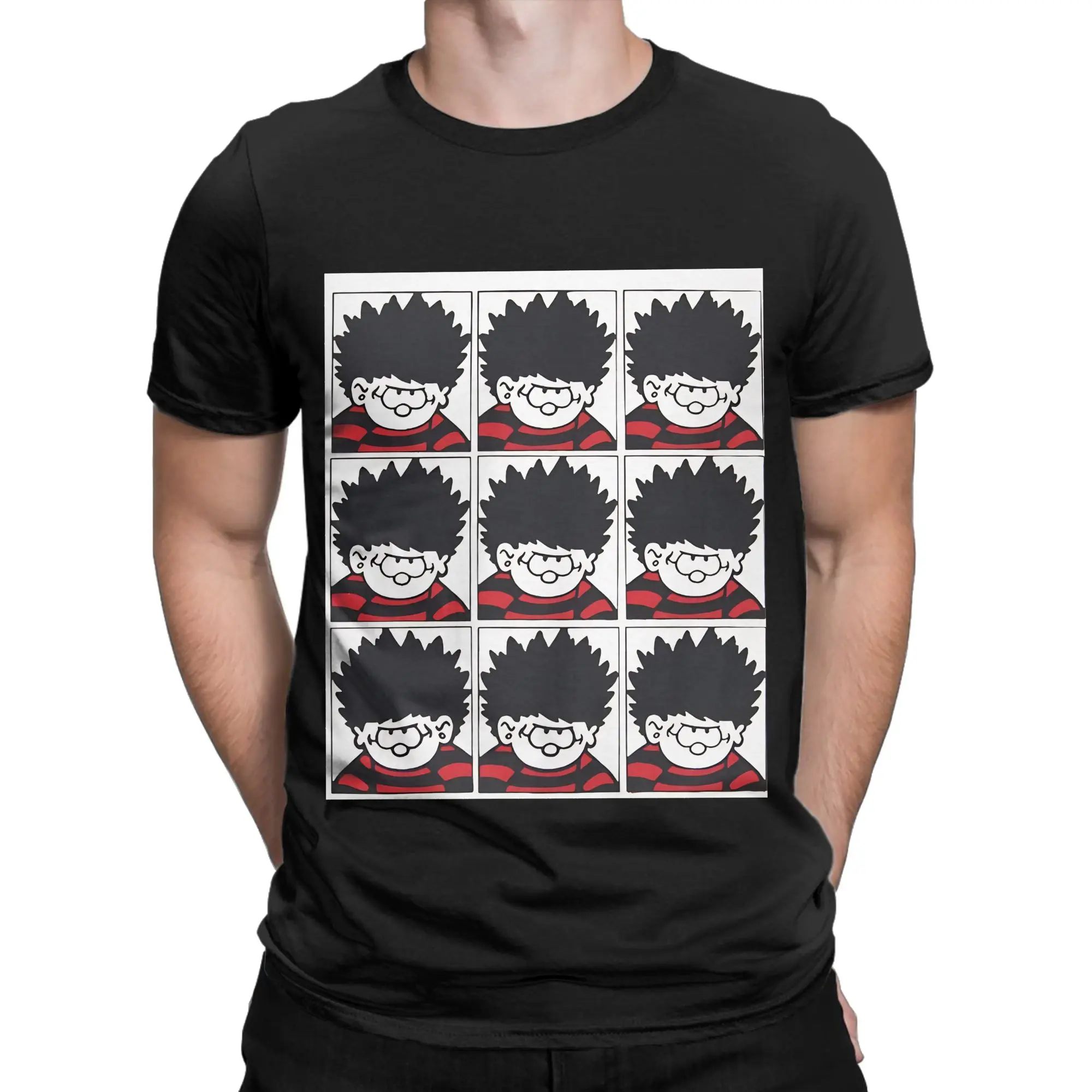 Classic Dennis the Menace retro grid Vintage Graphic 100% Cotton T-Shirt The Beano Tees Tops For Men
