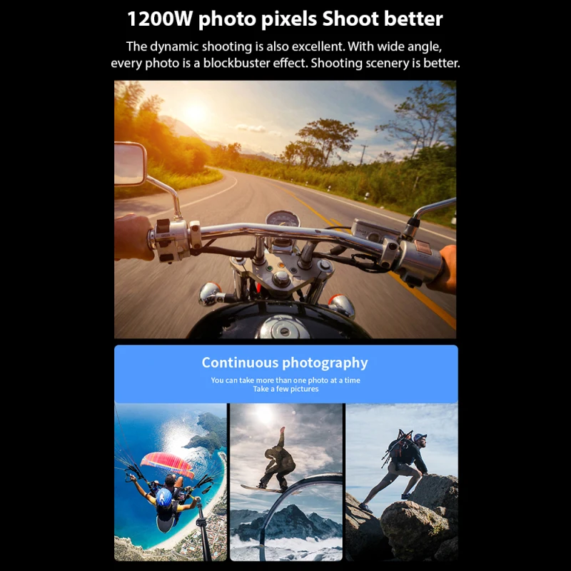1080P 120° Wide Angle Lens Mini WiFi Sports Camera Motorcycle Helmet Camera Bike Cam IP66 Waterproof for Outdoor Sports Cycling