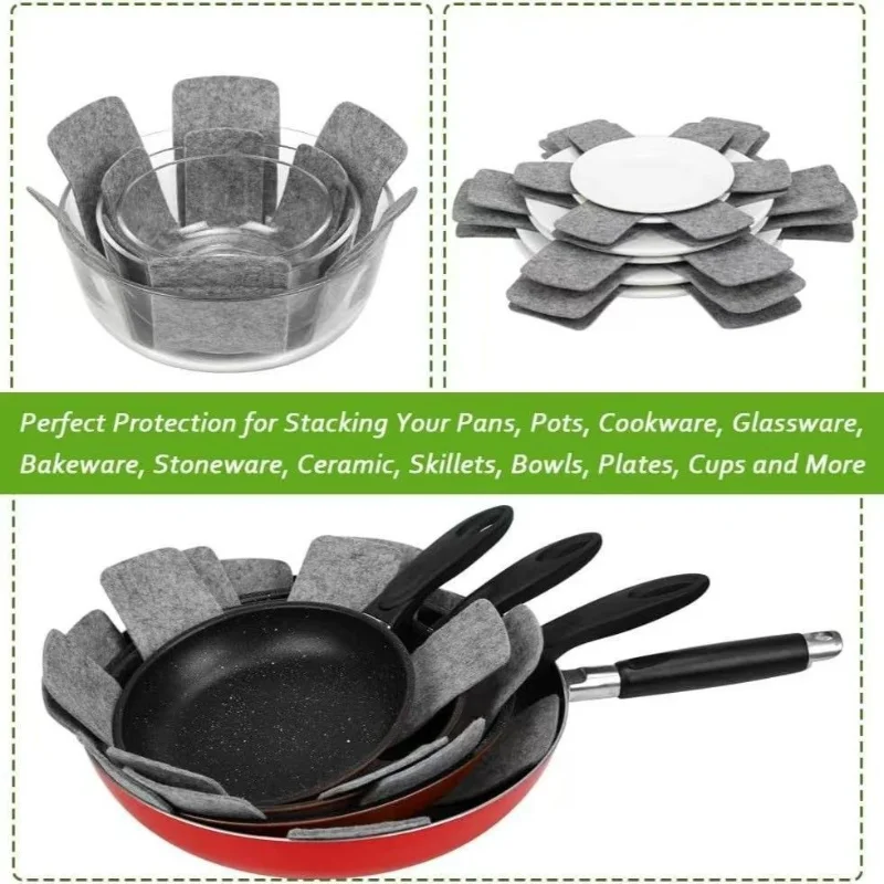 Anti-scratch Felt Cookware Protectors Pot And Pan Dividers Pads Protective Separators For Pans Bowls Plates Kitchen Accessories