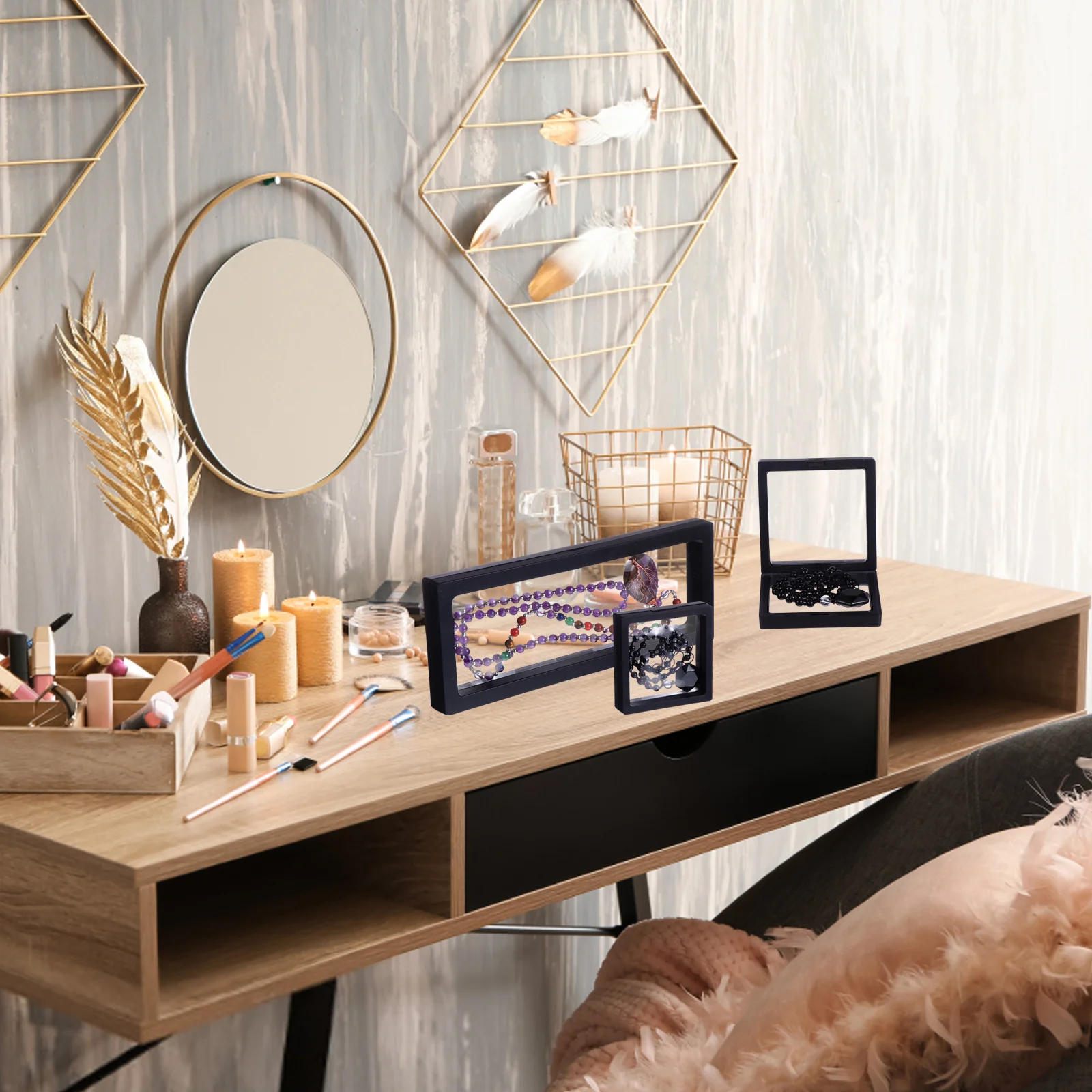 

3 pcs Jewelry Display Stand Transparent Acrylic Necklace Organizer Holder Jewelry Storage Rack Case Display Prop Bracelet Ring