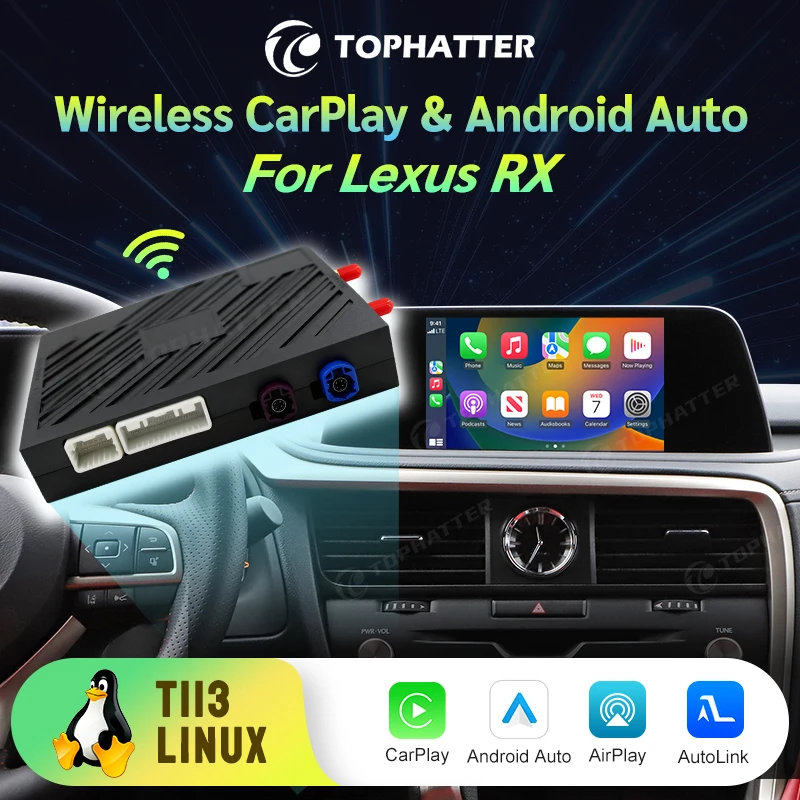 

For Lexus RX 2015-2022 Wireless Android Auto CarPlay Adapter Fits OEM 7" 8"10.3" 12.3" Screen Multimedia Interface Box Plug Play