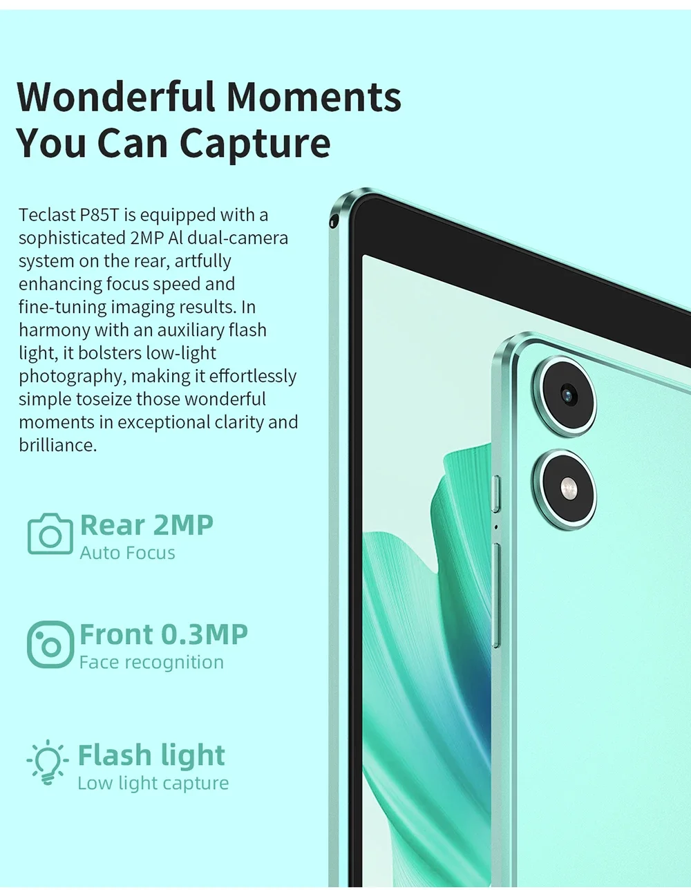 Teclast P85T Tablet Allwinner A523 8-core 1.8GHz/ 4GB RAM/64GB ROM/8 inch 800×1280iPS/WIFI5G/4G/5000mAh/Type-C/0.3MP+2.0MP