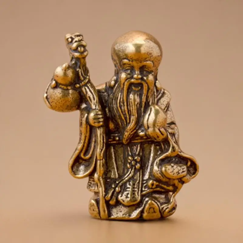 

Brass Birthday Star Ornaments the God of Longevity Creative Bronze Statue Crafts Home Tea Ornaments Fu Lu Shou Desktop Brass Orn