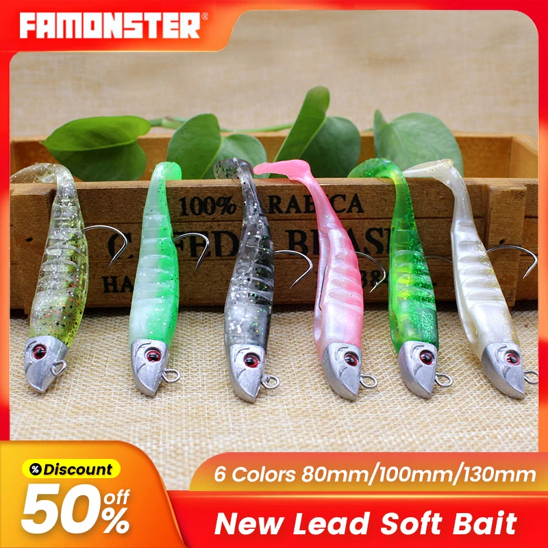 

FAMONSTER Fishing Lure Black Minnow Jig Lead Head Fishing Lure Artificial Soft Bait Sinking Jig Swimbait Tackle lurre Wobblers