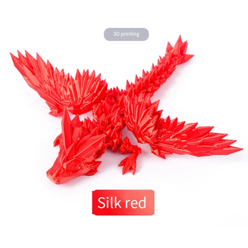 3D Printed Gemstone Dragon Gift Gradient High-End Figure Eco-Friendly Crystal Dragon Trendy Toy Figure, Easy To Use Red