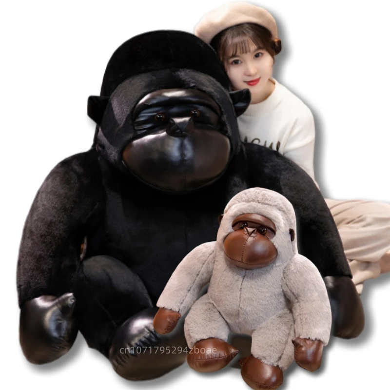 Lifelike Gorilla Plush Doll Black Gray Simulation Strong Bright Face Gorilla Animal Plush Doll For Boyfriend Birthday Gift