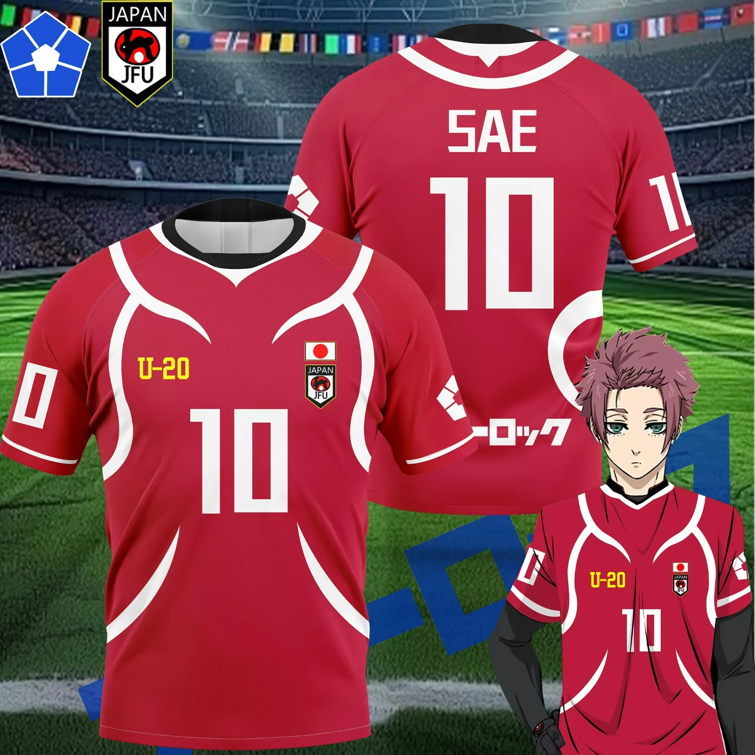 

Blue Lock Japan U20 White Cartoon Anime Cosplay Men Women Jersey Summer Short Sleeve Tee Tops 2025 Fashion Women T-shirt