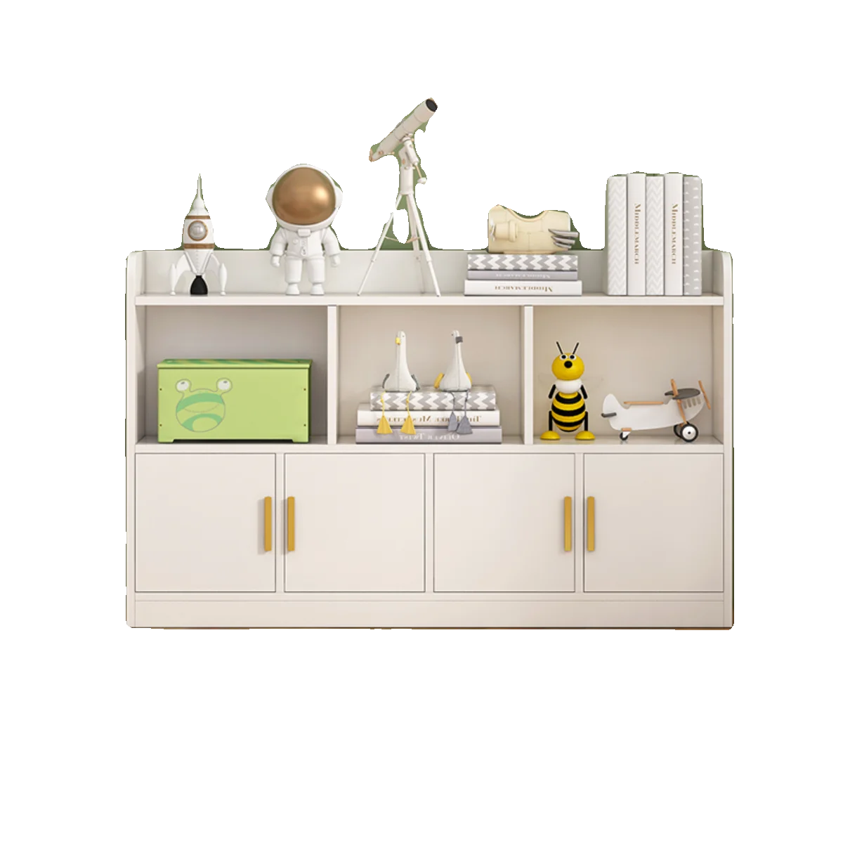 Solid wood bookshelf Floor-to-ceiling children's simple bookcase Combination lattice cabinet Low cabinet Simple modern locker