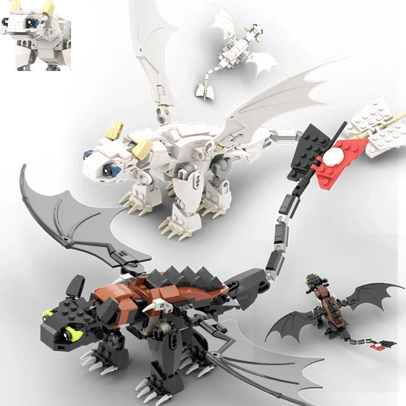 Classic Movie Train U Dragon Figure Bricks Construction Toys for Boy Toothless Nighted Furied Dragon Building Blocks for Kids