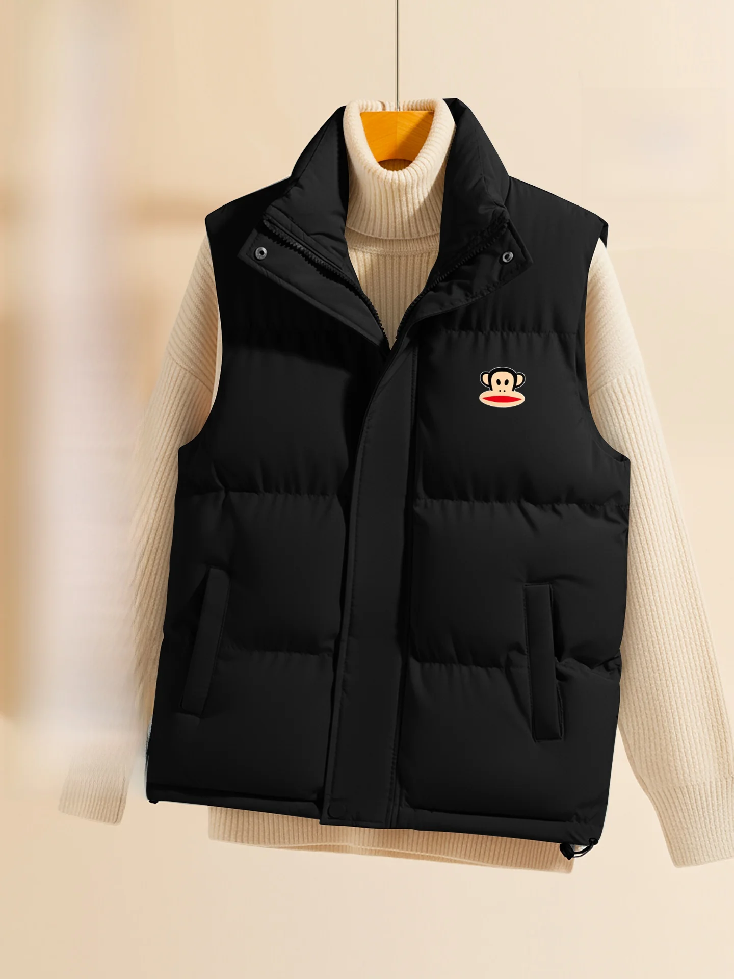 

Thiened Fce Lined Hooded Jaet Autumn Winter Casual Outerwear for Men And Women Trendy Monkey Design Cotton ...