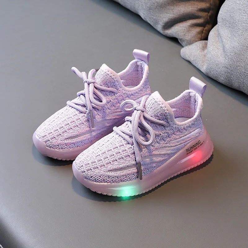 Size21-30 Children\'s Sneakers LED Lights Glow Girls Sports Shoes  Boy Baby Toddler Shoes Non-slip Breathable Fashion Kids Shoes