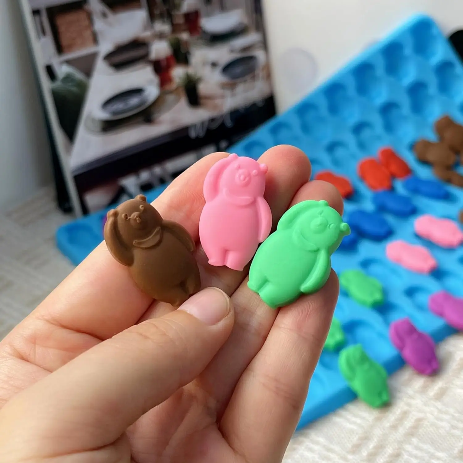 Gummy Bear Silicone Molds with Scraper - Perfect for Making Gummy Bears, Chocolates, Candies and Ice Cubes - view 5