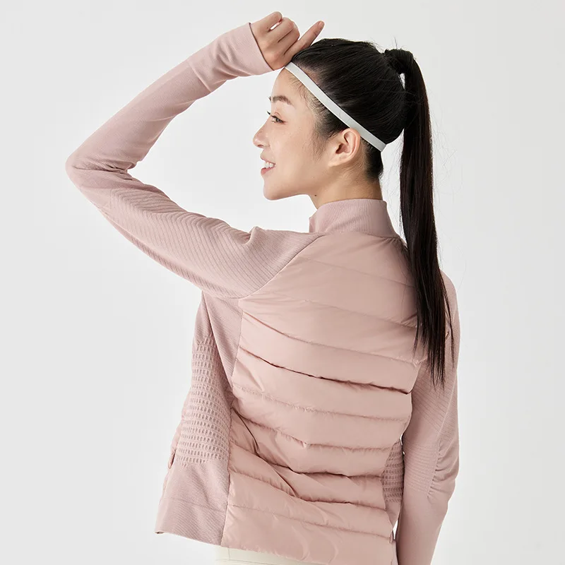 سليم صالح خفيفة الوزن 90% الأبيض أسفل سترة المرأة الشتاء اليوغا الجري الرياضة سترة منفوخة امرأة Campera De Cuero Mujer JK-084