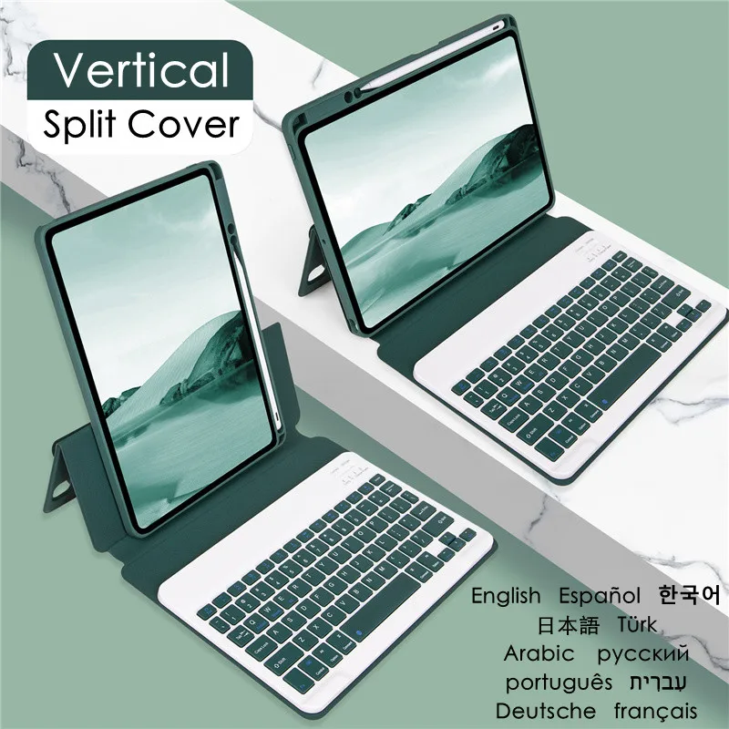 

Detachable Magnetic Vertical Keyboard Case for iPad 9 8 7 9th 8th Gen 10.2 Split Cover Keyboard Arabic Korean Spanish Russian