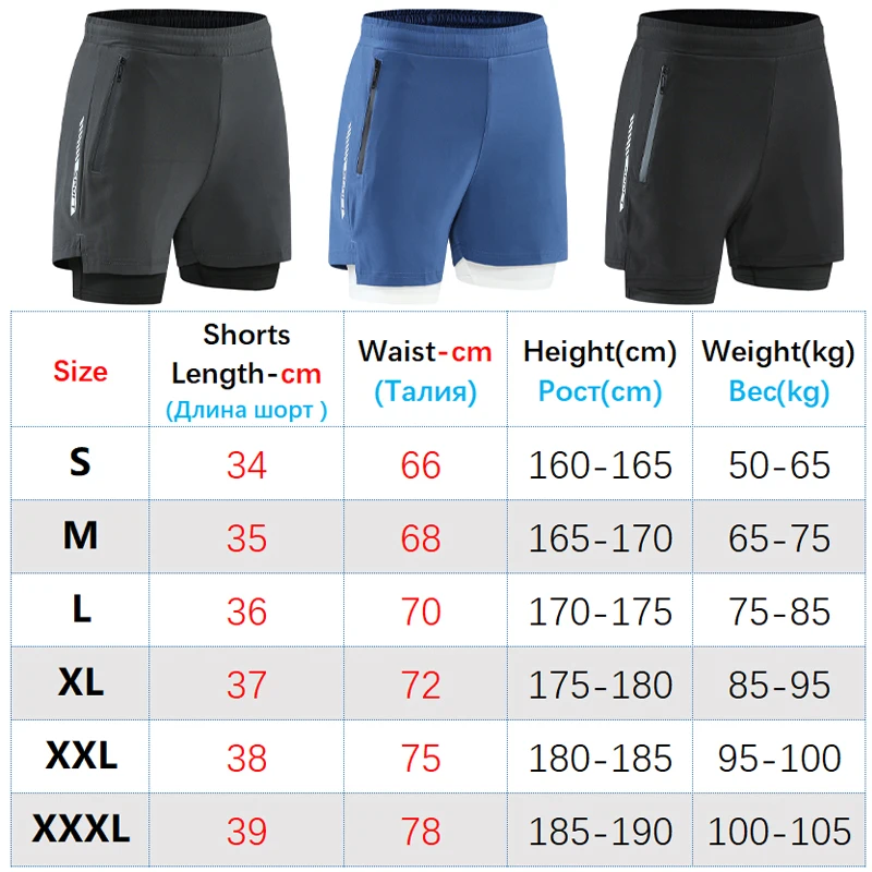 Running Shorts Men 2 In 1 Quick Dry Marathon Sport Short Pants Double Layer Male Basketball Training Jogging Shorts