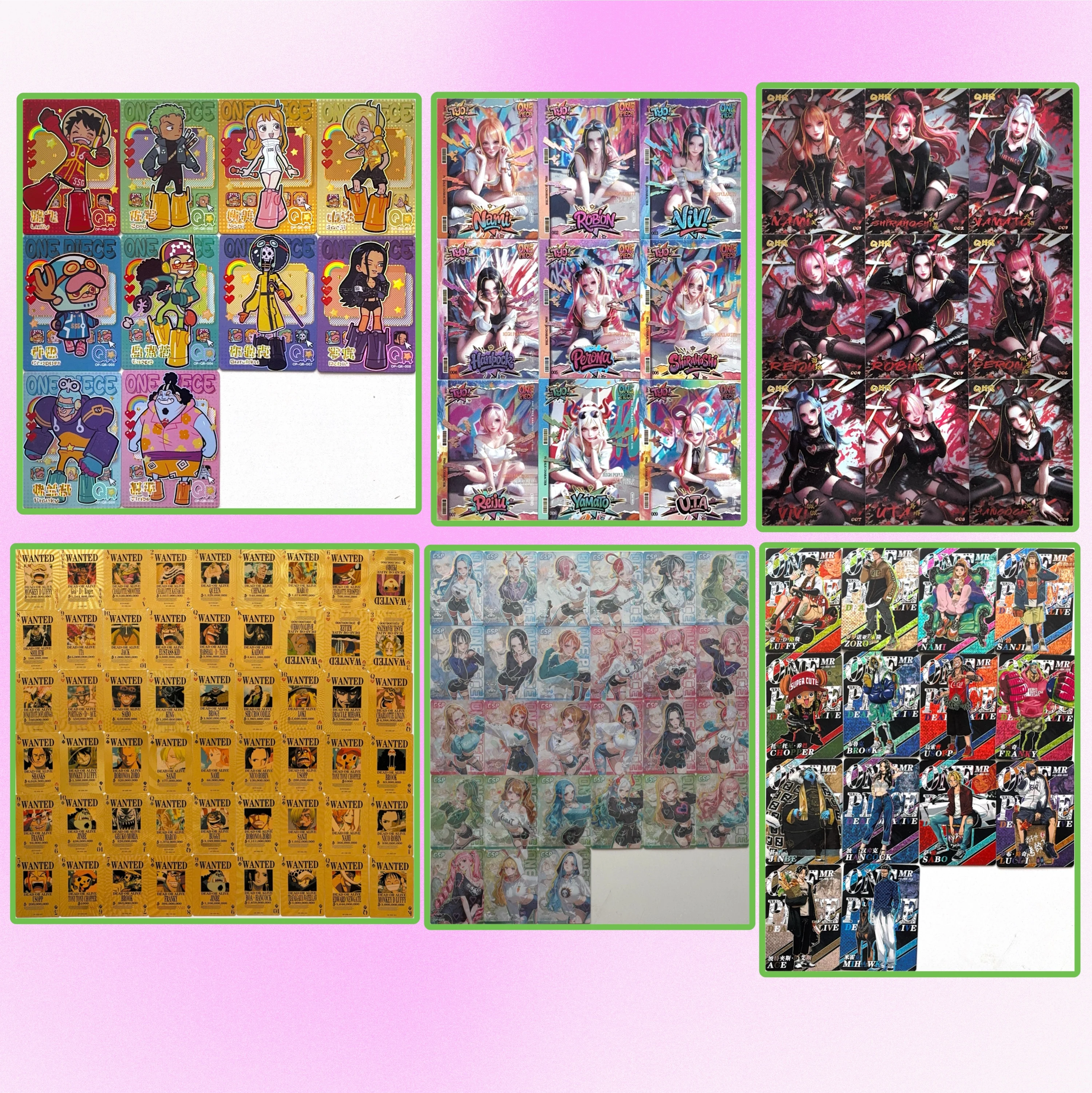 Anime One Piece Lsr Dp Ssr Mr Fr Qr Ur Csp Tyo Qhr Cards Luffy Zoro Nami Robin Sanji Brook Usopp Chopper Franky Jinbe Vivi Yamato Boa Hancock Collectible Cards