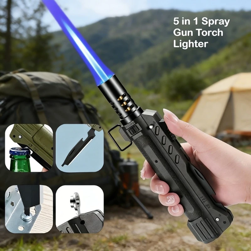 

New Outdoor Multi Functional High Power Spray Gun Lighter Windproof Jet Igniter Camping Essential Handheld Spitfire Gun Lighter