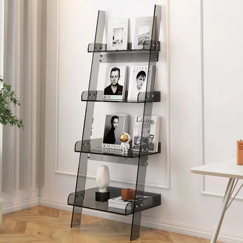 

Acrylic Floor Standing Bookshelf for Living Room Minimalist Magazine Display Rack for Home Use Luxury American Style