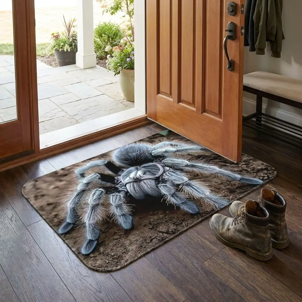 2D Realistic Halloween Spider Carpet Non Slip Soft Comfortable Entrance Doormat Gothic Style Fun Design Floor Mat Entrance