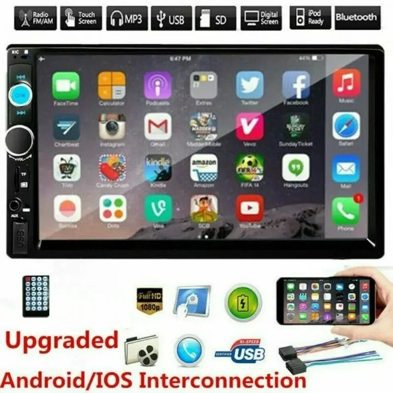 

7" Double 2 DIN Car Radio Stereo Bluetooth FM USB TF AUX IOS/Android MP5 Player