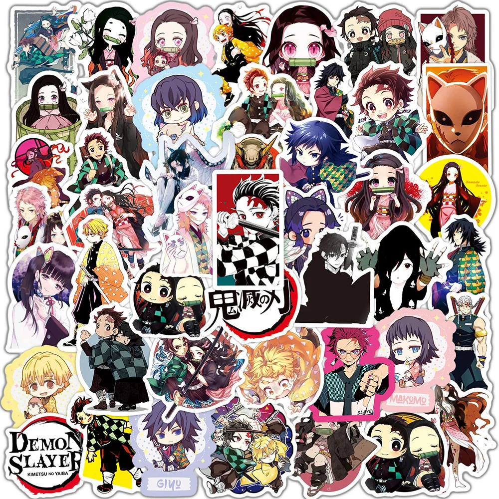 10/30/50pcs Cool Demon Slayer Stickers Cartoon Graffiti Decals Toy DIY Luggage Phone Stationery Classic Anime Sticker Decoration