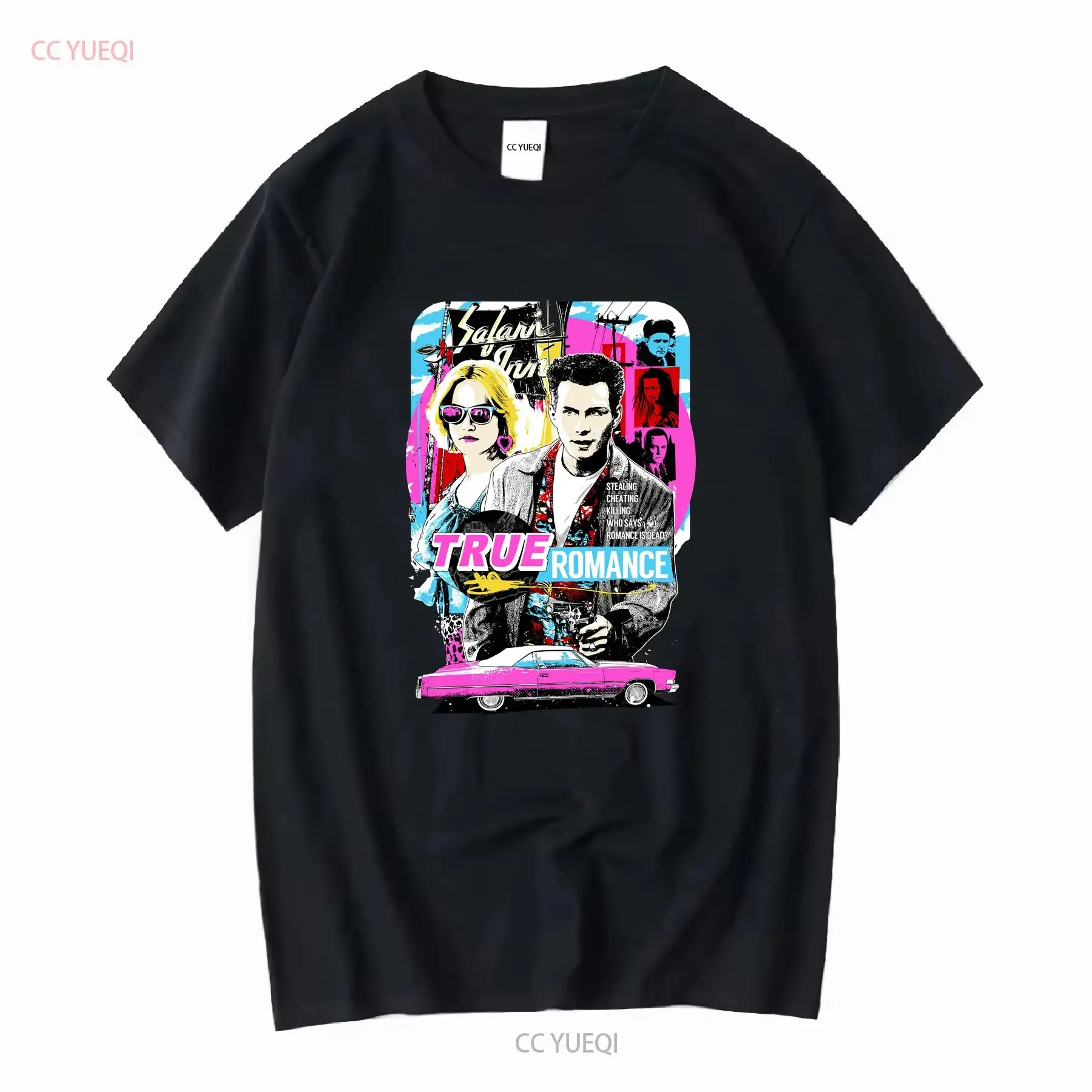 Camiseta True Romance Tarantino, póster de película Slater Hopper, vintage lavado para hombre, ropa de diseñador suave, cómoda y transpirable